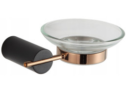 Závesný držiak mydla MEXEN ARON - kov / sklo - čierny / rose gold, 7088139-67