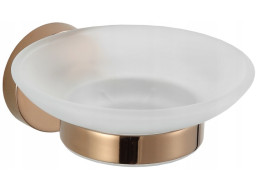 Závesný guľatý držiak mydla MEXEN REMO - kov / sklo - rose gold, 7050739-60