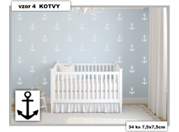 Samolepky DECOR COLOR vzor 4 - KOTVY - 010 biela