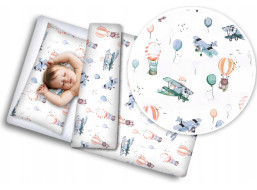 Detské bavlnené obliečky do postieľky 120x90 cm BABYMAM PREMIUM - Let balónom