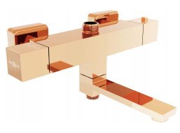 Vaňová termostatická batéria MAXMAX MEXEN CUBE s pripojením na sprchovú tyč - rose gold, 77910-60