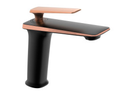 Umývadlová batéria MAXMAX MEXEN PURUS - čierna/rose gold - nízka, 745800-76
