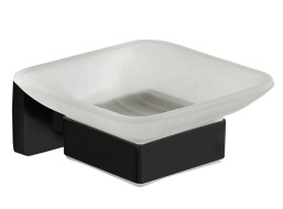 Závesný hranatý držiak mydla MAXMAX MEXEN ASIS - kov/sklo - čierny matný, 7017639-70