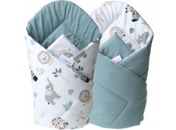 Obojstranná zavinovačka pre bábätká 80x80 cm BABYMAM PREMIUM - Na safari/zelená