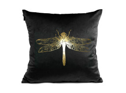 Vankúš DRAGONFLY VELVET - vážka - čierny