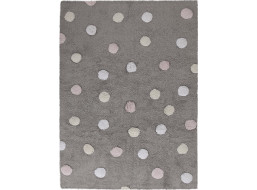 Ručne tkaný kusový koberec Tricolor Polka Dots Grey-Pink
