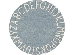 Ručne tkaný kusový koberec Round ABC Vintage Blue-Natural
