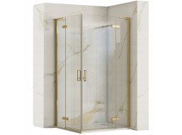 Sprchový kút REA HUGO DOUBLE 80x80 cm - brúsený zlatý