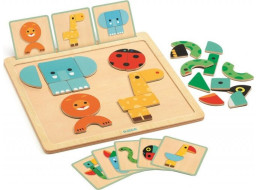 DJECO Drevené magnetické puzzle Tváre zvieratiek