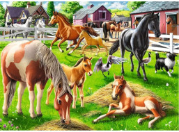 RAVENSBURGER Puzzle Šťastné kone 60 dielikov