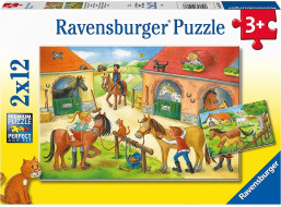 RAVENSBURGER Puzzle Prázdniny na statku s koňmi 2x12 dielikov