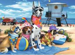 RAVENSBURGER Puzzle Zákaz psov na pláži XXL 100 dielikov