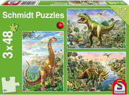 SCHMIDT Puzzle Dinosaurie dobrodružstvo 3x48 dielikov
