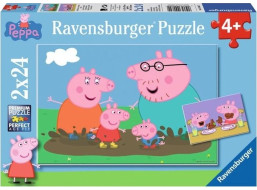 RAVENSBURGER Puzzle Prasiatko Pepina: Šťastný rodinný život 2x24 dielikov