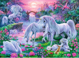 RAVENSBURGER Puzzle Jednorožce pri západe slnka XXL 150 dielikov