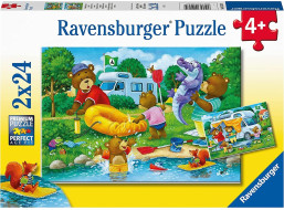 RAVENSBURGER Puzzle Medvedia rodina kempuje 2x24 dielikov
