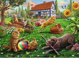RAVENSBURGER Puzzle Hrátky na záhrade XXL 200 dielikov