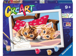 RAVENSBURGER CreArt Maľovanie podľa čísel: Dve maznavé mačiatka 24x18cm