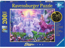 RAVENSBURGER Svietiace puzzle Magická noc jednorožcov XXL 200 dielikov