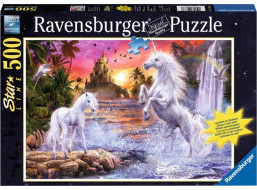 RAVENSBURGER Svietiace puzzle Jednorožce pri rieke 500 dielikov