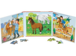 GOKI Magnetická puzzle kniha Jazdecká stajňa 2x20 dielikov