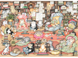 RAVENSBURGER Puzzle Crazy Cats: Bingleyho knižný klub 1000 dielikov
