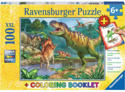 RAVENSBURGER Puzzle Praveký svet dinosaurov XXL 100 dielikov + omaľovánky