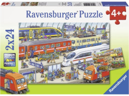 RAVENSBURGER Puzzle Rušná vlaková stanica 2x24 dielikov