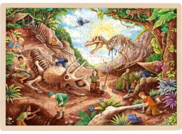 GOKI Drevené puzzle Dinosaurie vykopávky 192 dielikov