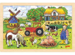 GOKI Drevené puzzle Farma pána Millera 24 dielikov