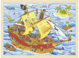 GOKI Drevené puzzle Piráti 96 dielikov