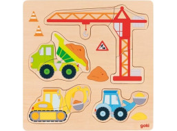 GOKI Drevené vkladacie puzzle Na stavbe