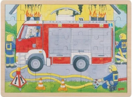 GOKI Viacvrstvové drevené puzzle Hasiči pri práci 59 dielikov