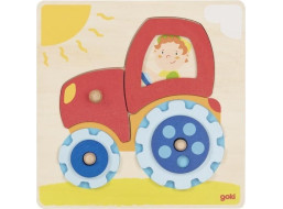 GOKI Drevené puzzle Traktor 6 dielikov
