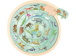 GOKI Drevené puzzle Zvierací kruh 27 dielikov