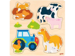 GOKI Drevené vkladacie puzzle Hospodárske zvieratá