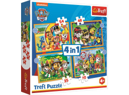 TREFL Puzzle Tlapková patrola: Prázdniny 4v1 (35,48,54,70 dielikov)