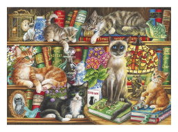 GIBSONS Puzzle Mačičky v knihách 1000 dielikov