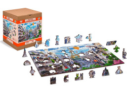 WOODEN CITY Drevené puzzle Rušný Paríž 2v1, 300 dielikov EKO