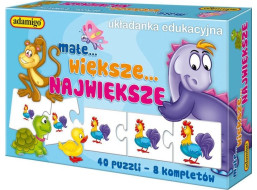 ADAMIGO Vzdelávacie puzzle Zvieratká - malé, väčšie, najväčšie 8x5 dielikov