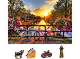 WOODEN CITY Drevené puzzle Kolesá v Amsterdame 2v1, 150 dielikov EKO