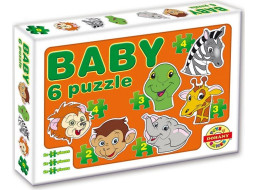 DOHÁNY Baby puzzle Zvieracie hlavičky - safari 6v1 (2-4 dieliky)