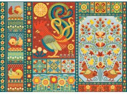 COBBLE HILL Puzzle Vyšívaná deka: Scandi Chicken 1000 dielikov