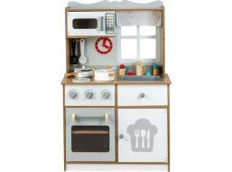ECOTOYS Drevená kuchynka bielo-hnedá