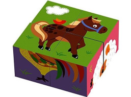 VIGA Obrázkové kocky Zvieratká na farme, 4 kocky