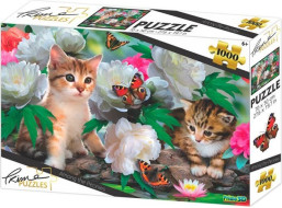 PRIME 3D Puzzle Mačiatka medzi pivonkami 1000 dielikov