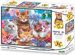 PRIME 3D Puzzle Mačiatka v záhrade 3D 63 dielikov