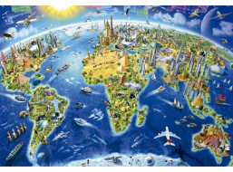 EDUCA Puzzle Mapa so svetovými pamiatkami 2000 dielikov