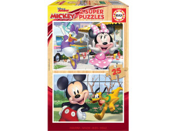 EDUCA Drevené puzzle Mickey a priatelia 2x25 dielikov