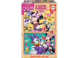 EDUCA Drevené puzzle Minnie a Daisy 2x16 dielikov